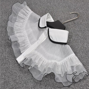women Korean milk-silk double layer lace ruffles fake collars detachable ladies button shirt white false collar female dickie