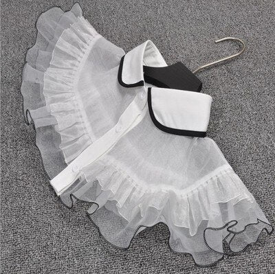 women Korean milk-silk double layer lace ruffles fake collars detachable ladies button shirt white false collar female dickie