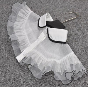 women Korean milk-silk double layer lace ruffles fake collars detachable ladies button shirt white false collar female dickie