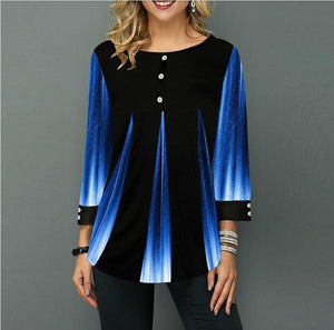 Shirt Women / Printing Blouse 3/4 Sleeve Casual Hem Plus Size