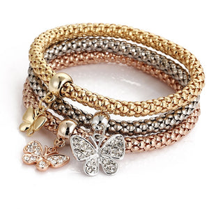 3pcs/set Crystal Zircon Tree Of Life Corn Chain Bracelet Elastic Bracelet Fine Bracelet Ladies Charm Fashion Jewelry Women Gift