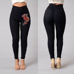 Solid Wash Jeans Woman High Waist Pencil Pants