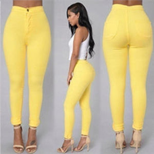 Solid Wash Jeans Woman High Waist Pencil Pants