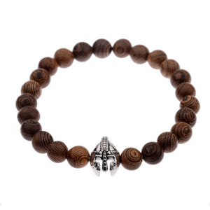 DOUVEI Drop Shipping Roman Knight Spartan Warrior Gladiator Helmet Bracelet Men Stone Bead Bracelet Mala Yoga Elastic Bracelet