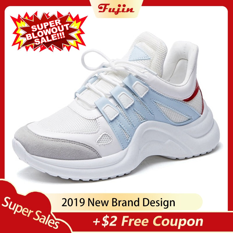 Fujin Sneakers Women 2019 Breathable Mesh Casual Shoes